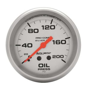 Pro Comp 2-5/8in Silver Liq-Fill Oil 0-200 PSI ATM4622