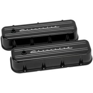 BBC Tall Valve Cover Chevrolet Script Black BSPBLK96123