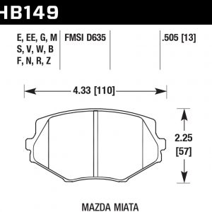 Street Brake Pads Front Miata HPS HAWHB149F.505