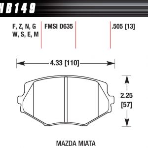 Brake Pads Front Mazda Miata MX-5 DTC-60 HAWHB149G505
