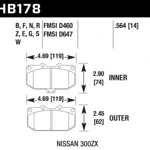 Street Brake Pads Front Nissan 300ZX HPS HAWHB178F.564
