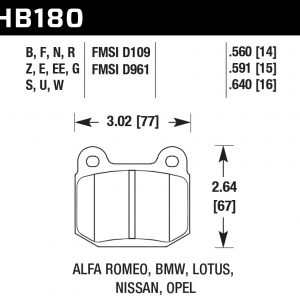 Street Brake Pads Rear WRX HPS 5.0 HAWHB180B.560
