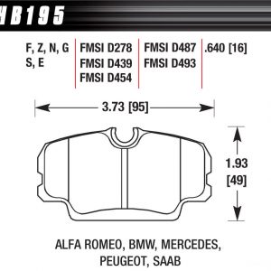 Brake Pads DTC-60 BMW Mercedes HAWHB195G640