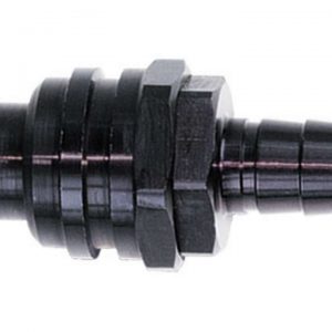Q/R #5 Str Male Plug w/ Hose Barb Valved Black JFT22505