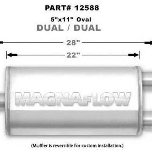 Stainless Muffler 3in Inlet/2.5in Dual Outlet MAG12588