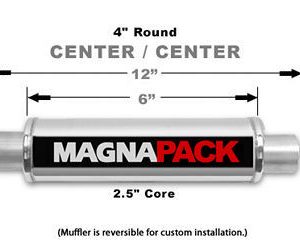Stainless Round Muffler 2.5in Center In/Out MAG14156