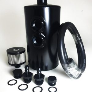 Catch Can Dual Inlet Black Aluminum -10an ORB PSGPSCCAN
