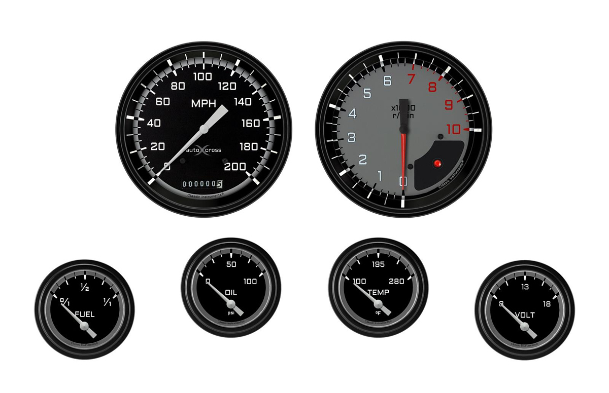 Autocross Grey 6 Gauge Set 2-5/8 Short Sweep CLAAX251GBLF