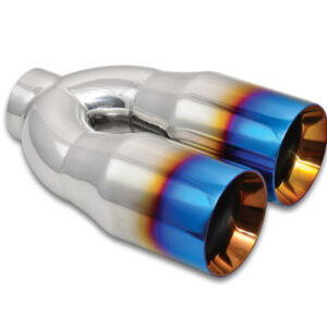 Dual 3.5in Round Stain less Tips 2.5in Inlet VIB1339B