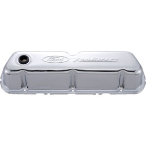 Chrome Steel Valve Cover Set w/Ford Racing Logo FRD302-070