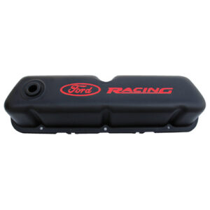 Black Steel Valve Cover Set w/Ford Racing Logo FRD302-072