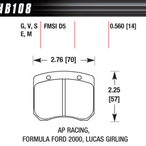 BRAKE PAD AP RACING FRONT CALIPER BLUE 9012 HAWHB108E560