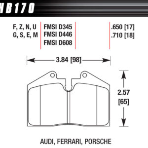 BRAKE PAD MASERATI PORSCHE FERRARI FR & RR HAWHB170G650