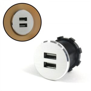 Silver Dash Mount Dual Port USB Charger KICKICUSB01