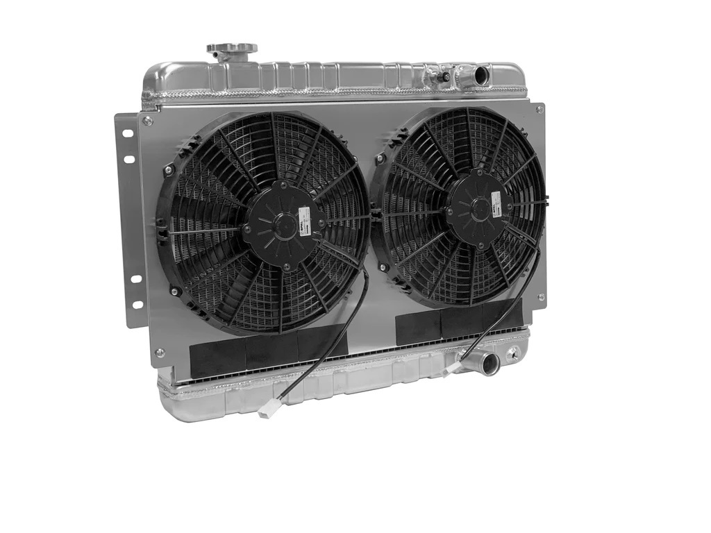 Radiator w/fans Chevelle 64-67 LS Man Trans Raw DEW32-6139002M