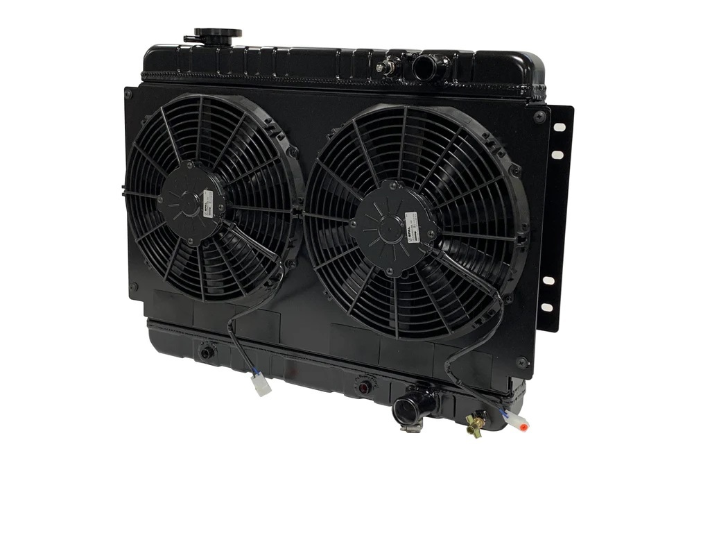 Radiator w/fans Chevelle 64-67 LS Man Trans Blk DEW32-6239002A