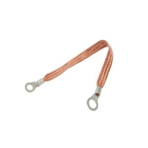 Copper Ground Strap 12in w/ 1/4in and 3/8in Ring ALL76329-12
