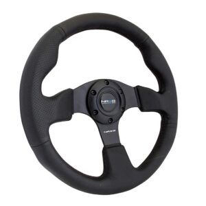 Steering Wheel 320mm Flt Bottom Black Leather NRGRST-012R
