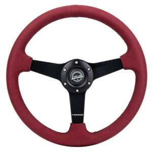 Steering Wheel 350mm 1.5 in Dish Burgundy Alcanta NRGRST-037MB-BUA
