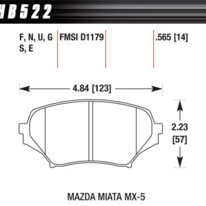 Brake Pads Front Mazda Miata HP Plus HAWHB522N565