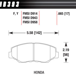 Brake Pad HPS Front 02-21 Honda HAWHB393F665