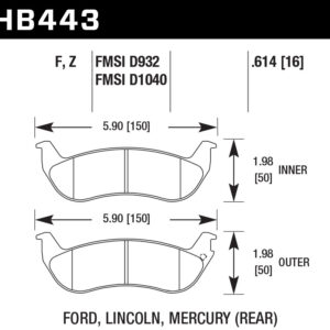 Performance Street Brake Pads Rear Crown Vic HPS HAWHB443F.614