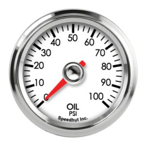 2-1/16in Oil Press Gauge 0-100psi White Face SPHL2-OP3-LEG