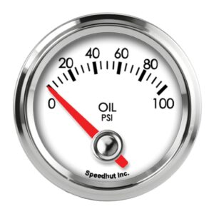 2-1/16in Oil Press Gauge 0-100psi White Face SPHL2-OP6-LEG