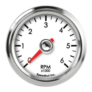 2 1/16in Tach 6K RPM White Face Full Sweep SPHL2-TC2-LEG